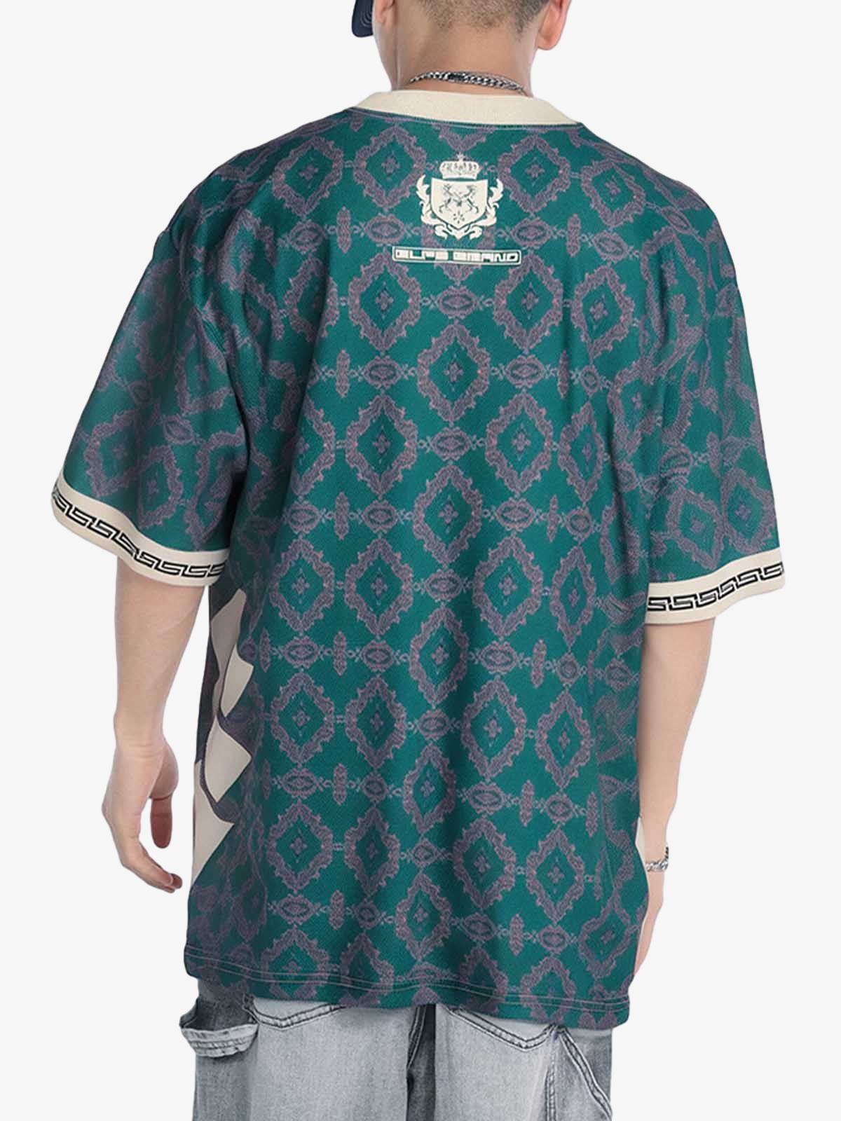 Always Strive Green Patterned Jersey V-Neck T-Shirt - Image 3