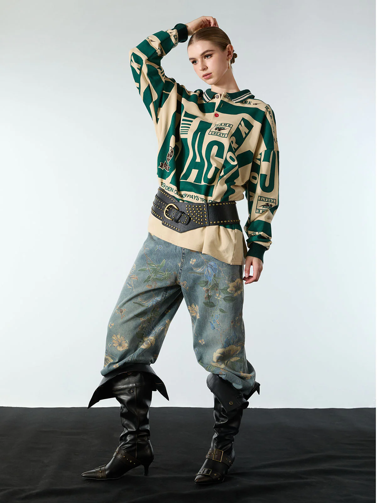 Retro Typography Polo Tee -1252 - Image 3