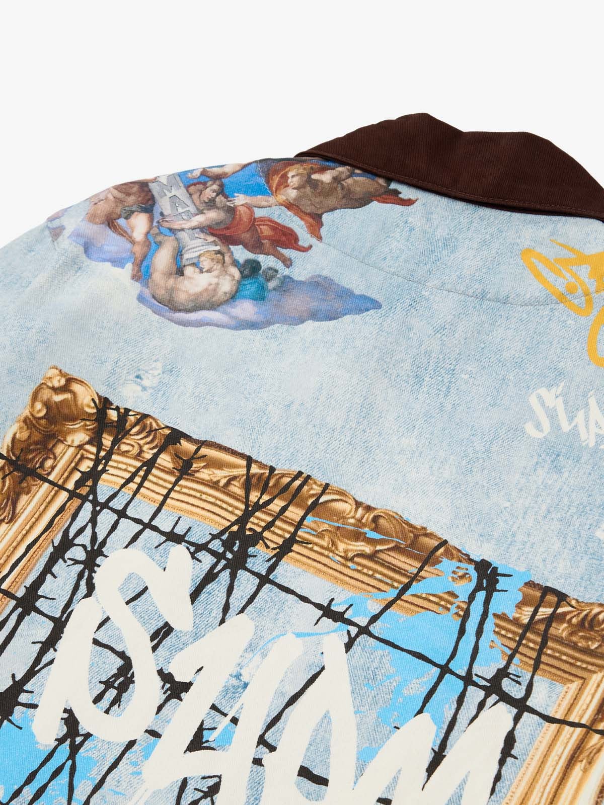 Artistic Patches Graphic  Distressed Denim Jacket - Image 11