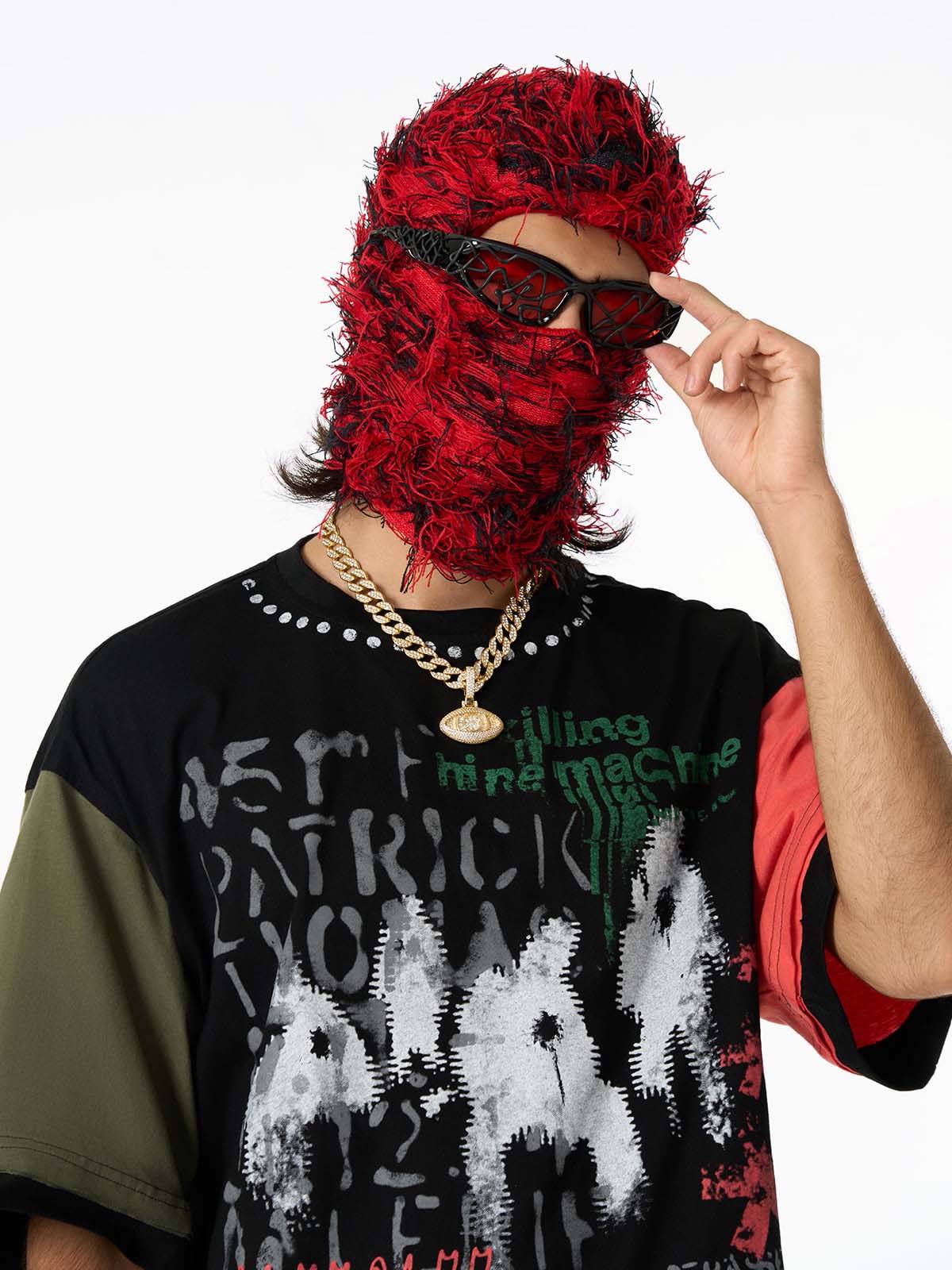 Contrast Color Patchwork Print T-Shirt - Image 3