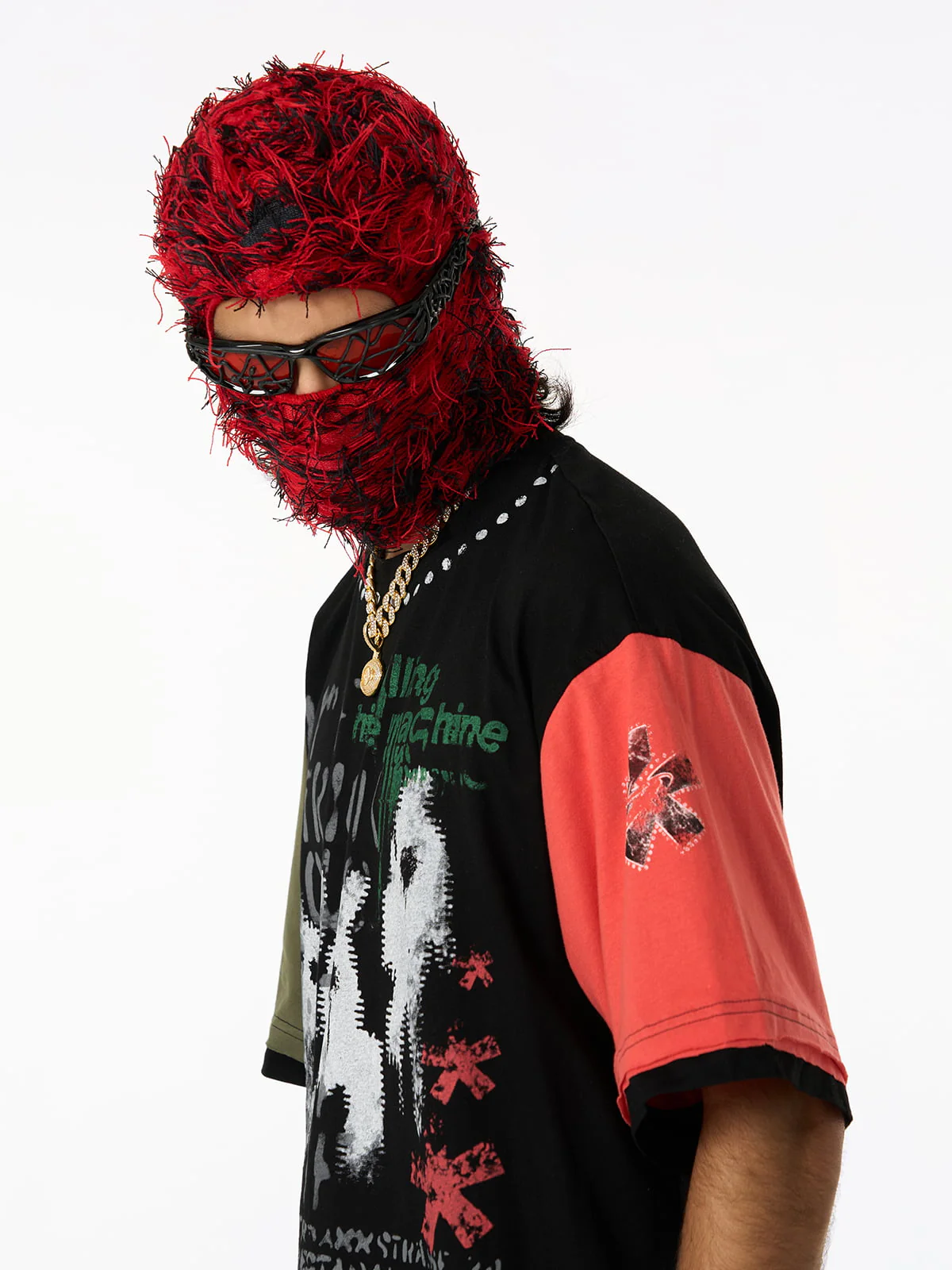 Contrast Color Patchwork Print T-Shirt - Image 5