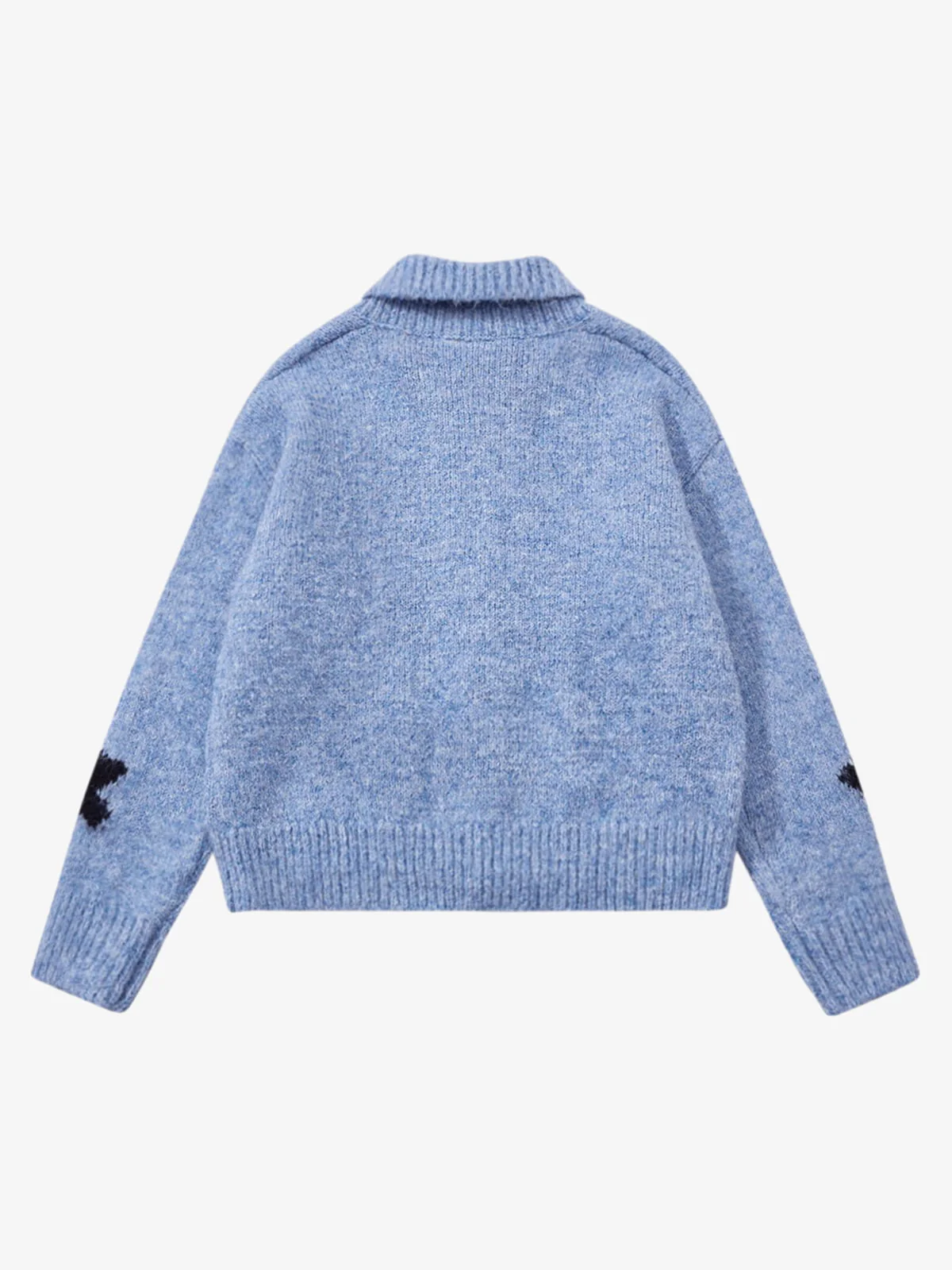 Casual Star Jacquard Double-Zip Cardigan Sweater - Image 10