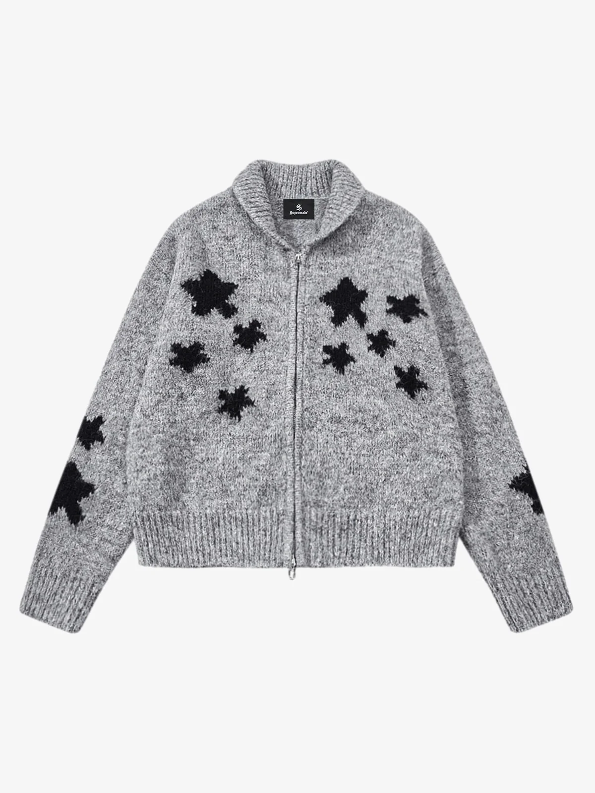 Casual Star Jacquard Double-Zip Cardigan Sweater - Image 7