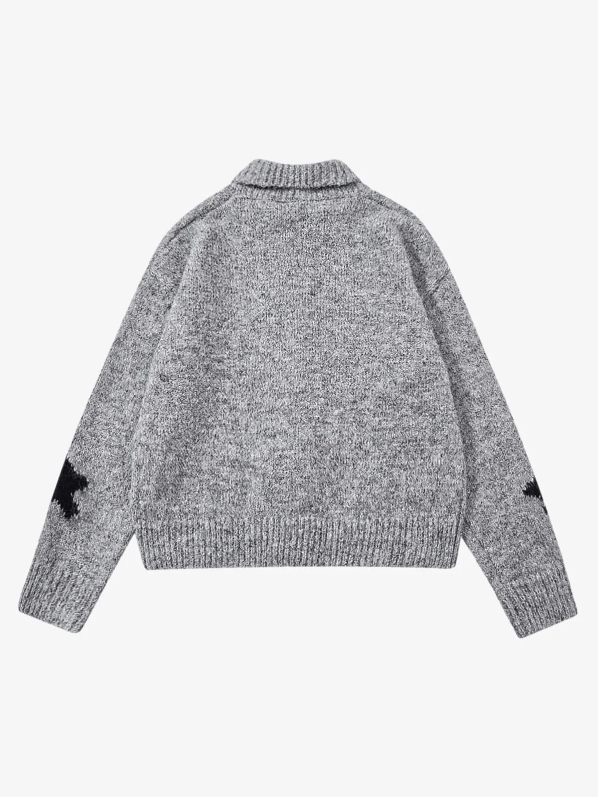 Casual Star Jacquard Double-Zip Cardigan Sweater - Image 9