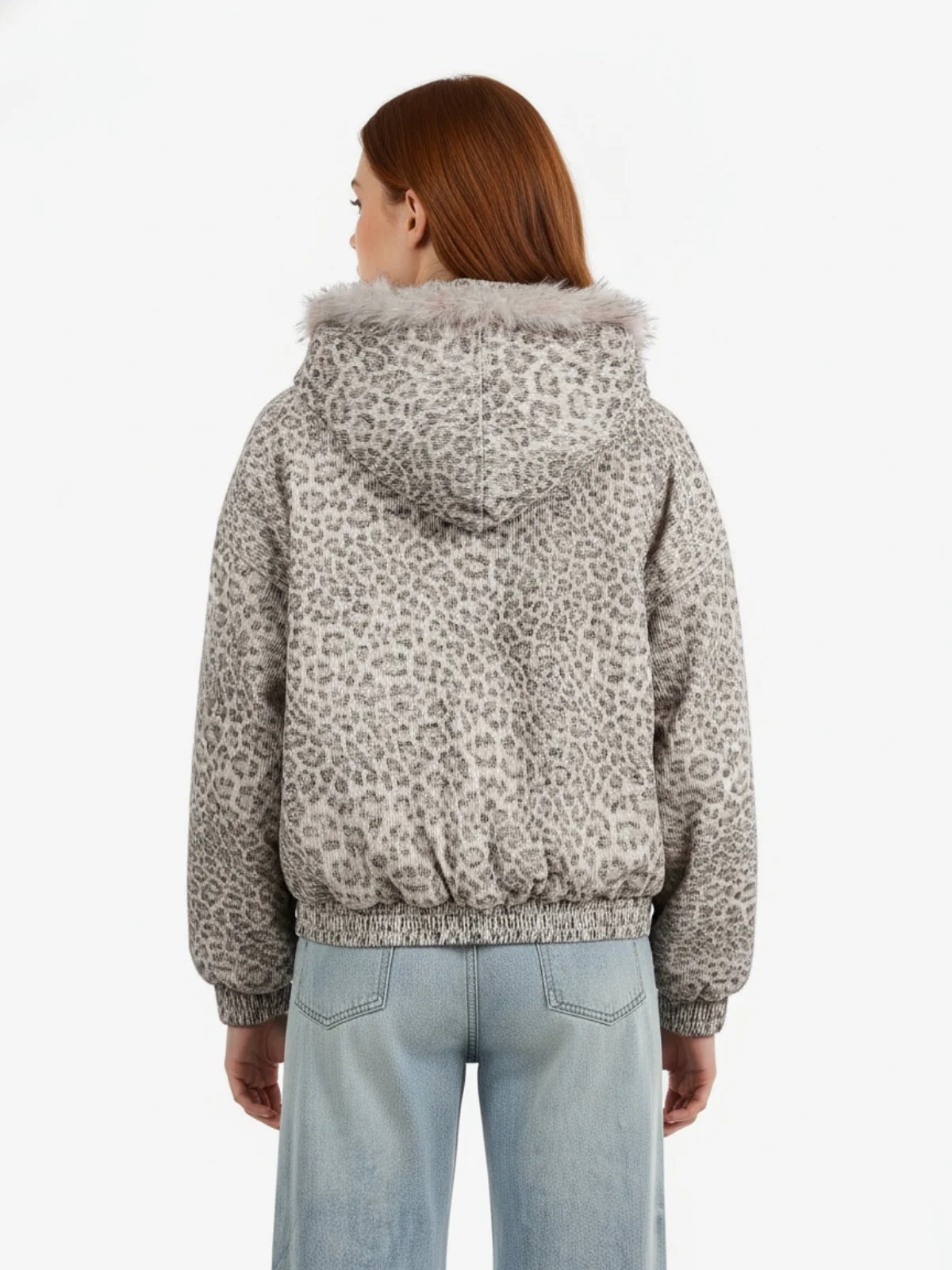 Cotton Cheetah Print Mink Fur Hooded Jacket - 2270 - Image 6