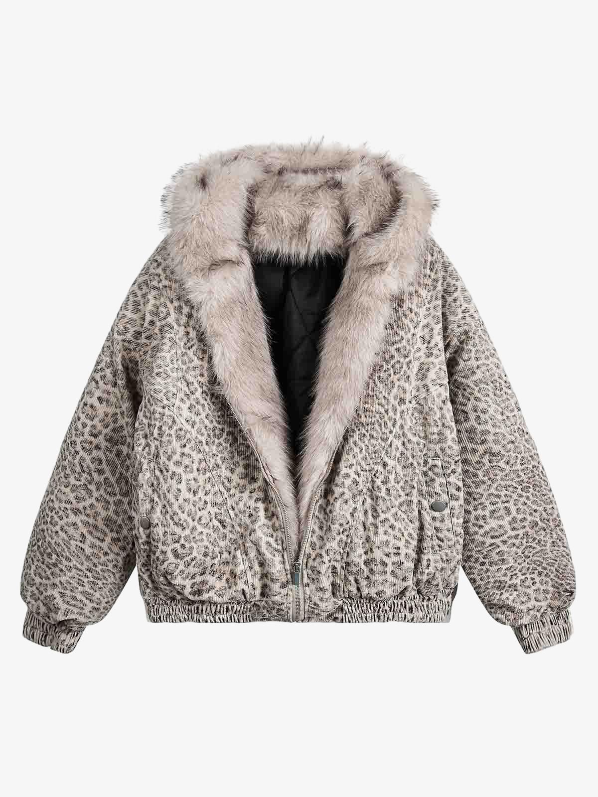 Cotton Cheetah Print Mink Fur Hooded Jacket - 2270 - Image 8