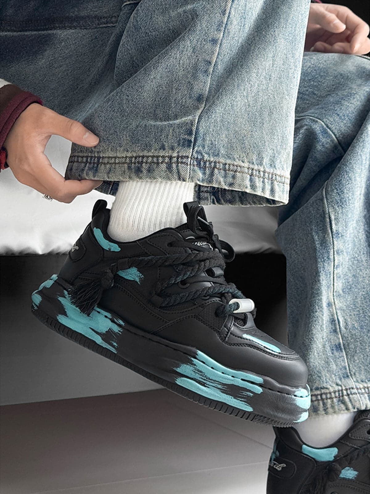 Colorful Graffiti Design Platform Sneakers - Image 3