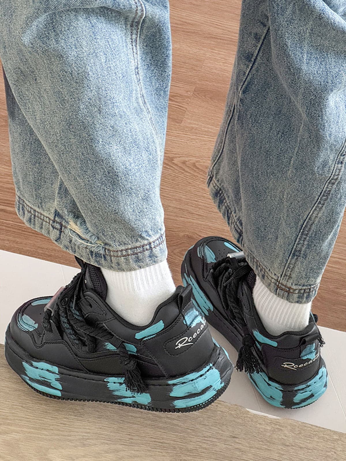 Colorful Graffiti Design Platform Sneakers - Image 4