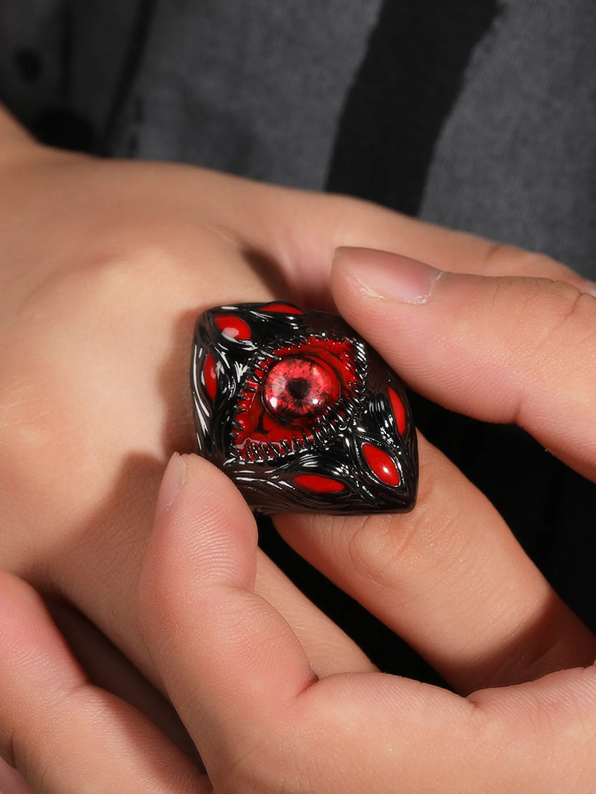Dark Style Red Eye Copper Ring - Image 3