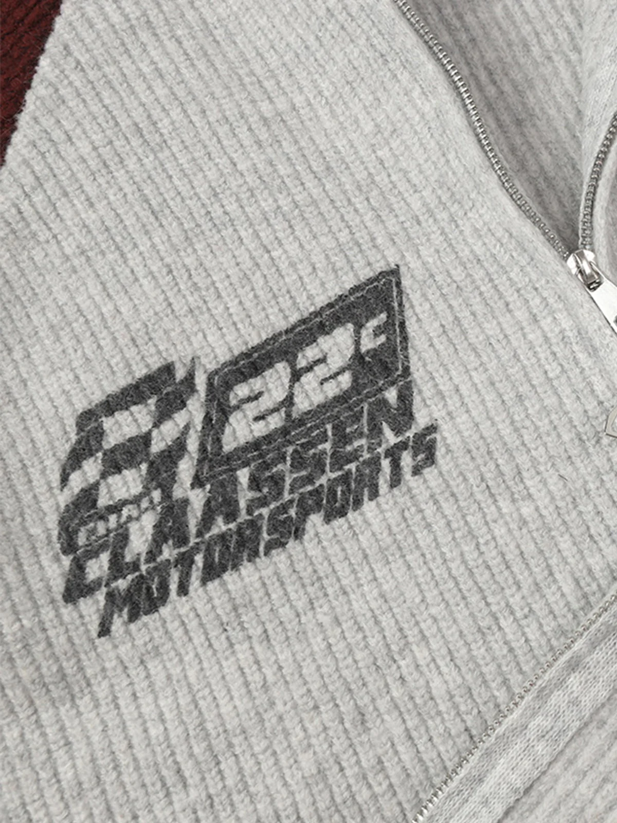 High Street Biker Style Patchwork Zip-up Knitted Jacket - Image 12