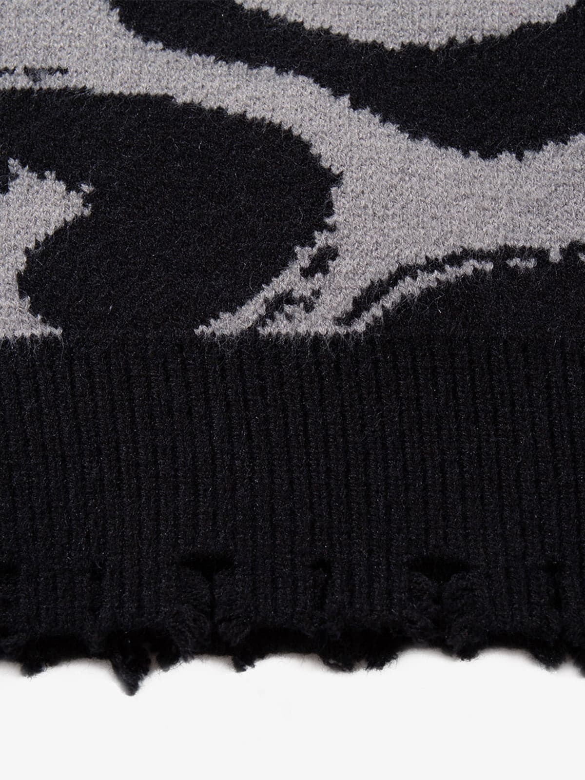 High Street Dark Skull Frayed-edge V-neck Sweater Vest - Image 11