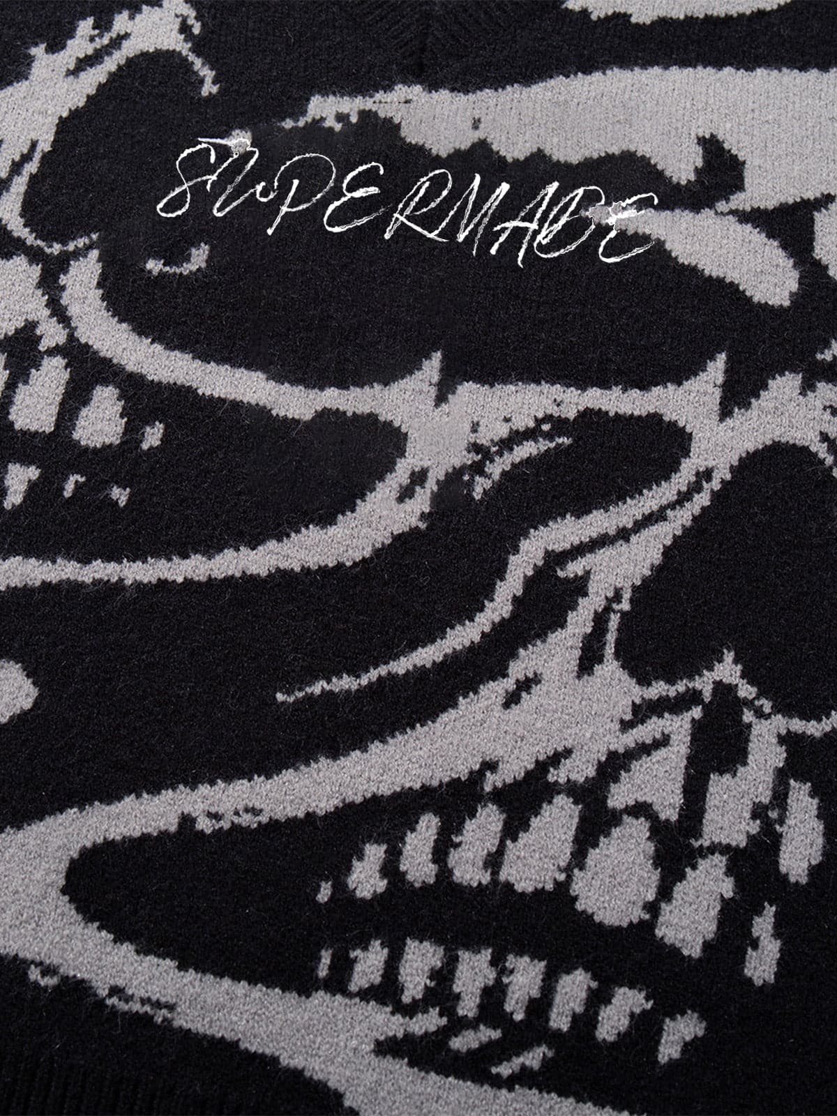 High Street Dark Skull Frayed-edge V-neck Sweater Vest - Image 13