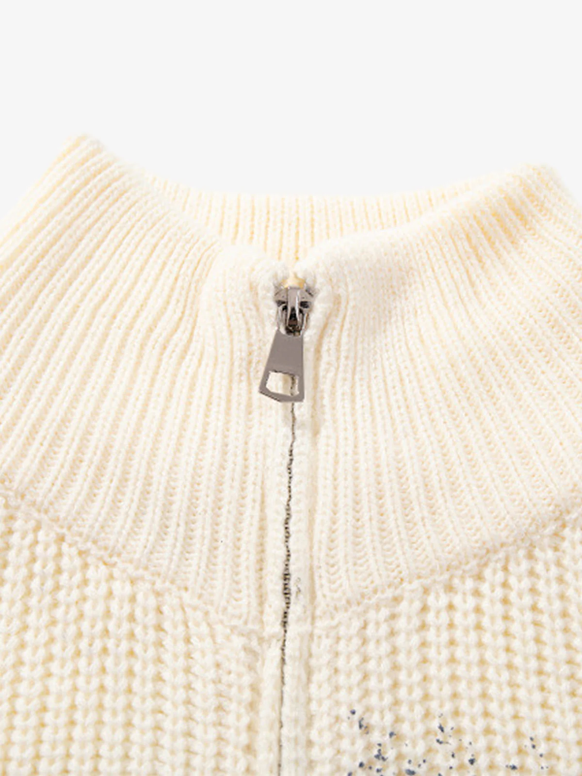 Ink-Splashed Butterfly Jacquard Zip Knit Sweater - Image 12