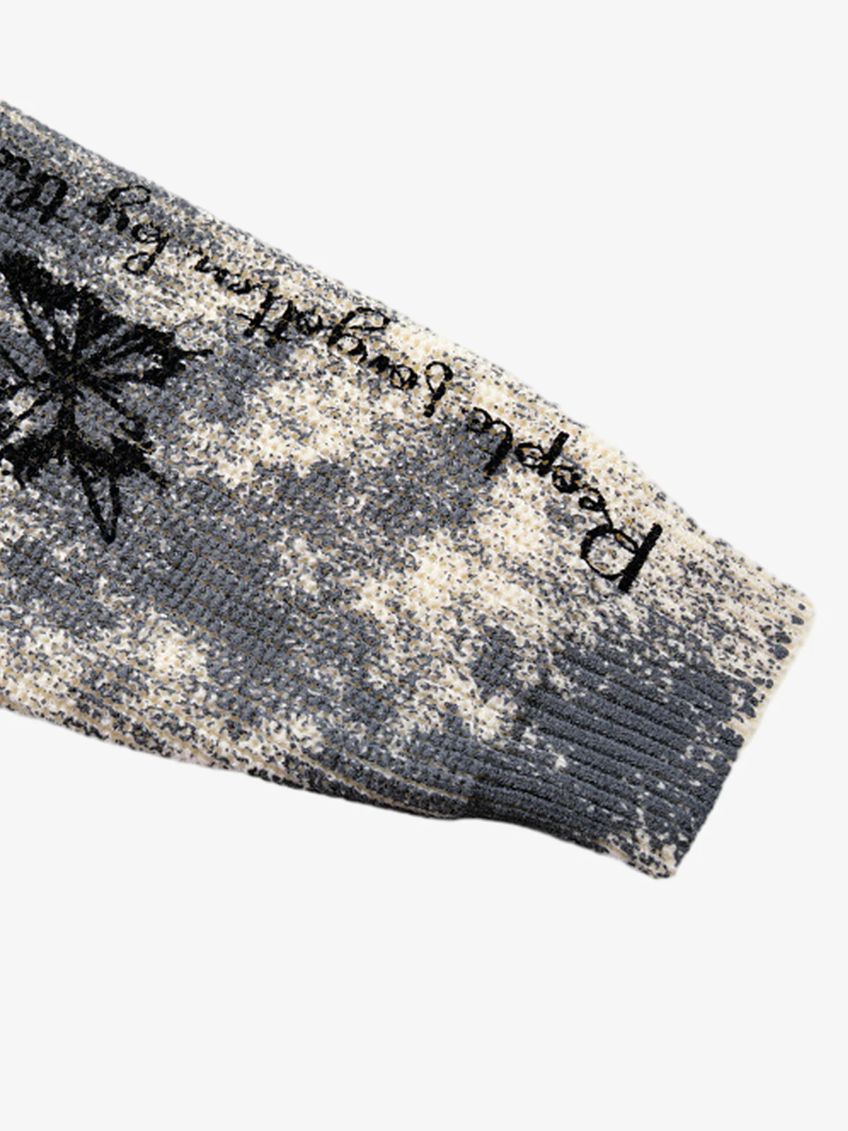 Ink-Splashed Butterfly Jacquard Zip Knit Sweater - Image 15
