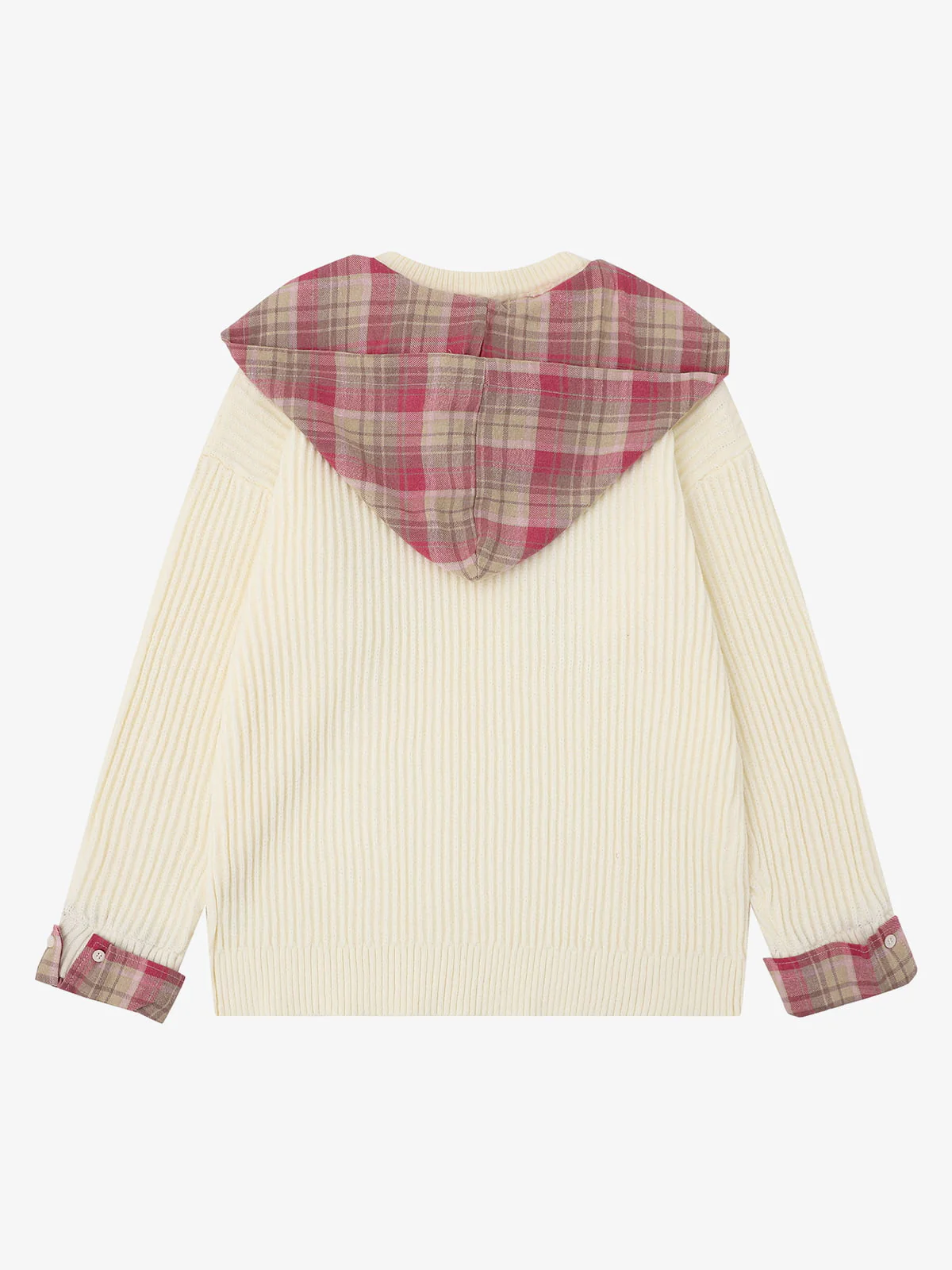 Plaid Scarf Patchwork Contrast Knit Sweater - Image 13