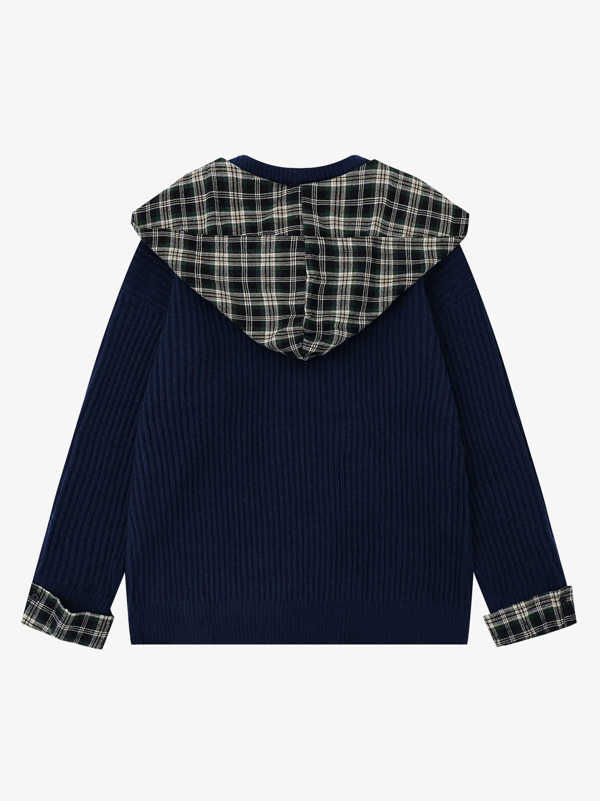 Plaid Scarf Patchwork Contrast Knit Sweater - Image 14