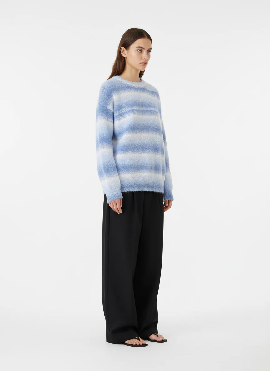 Retro Gradient Stripe Jacquard Sweater - Image 3