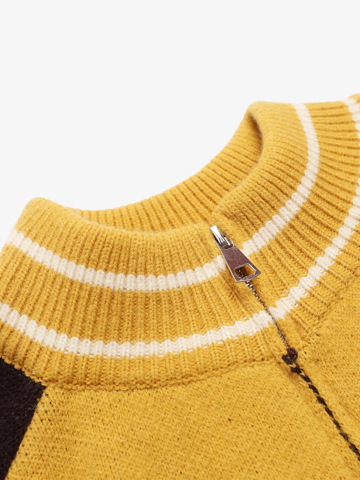 Retro Motorcycle Colorblock  Knitted Zip-up Sweater Jacket - Image 12