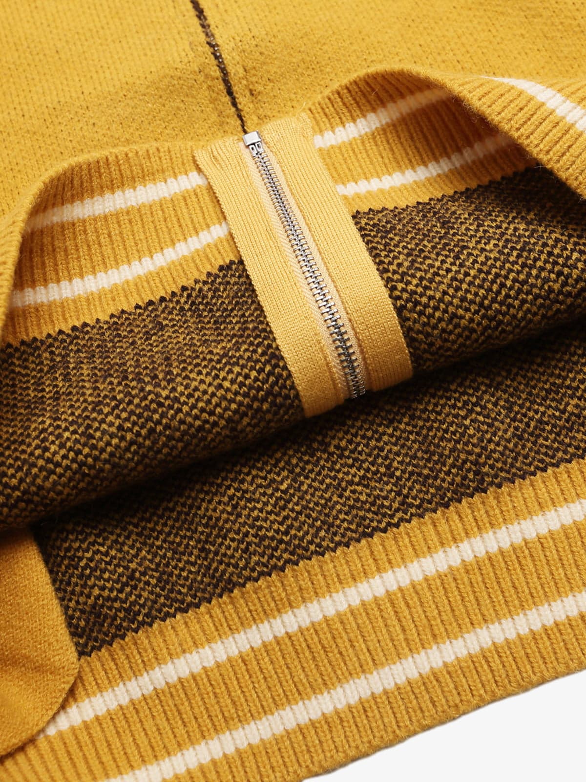 Retro Motorcycle Colorblock  Knitted Zip-up Sweater Jacket - Image 17