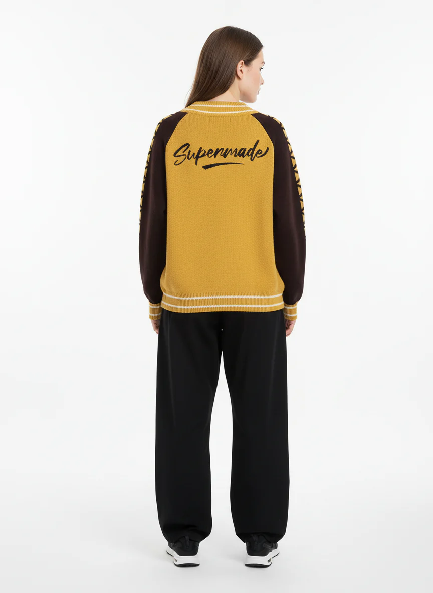 Retro Motorcycle Colorblock  Knitted Zip-up Sweater Jacket - Image 7