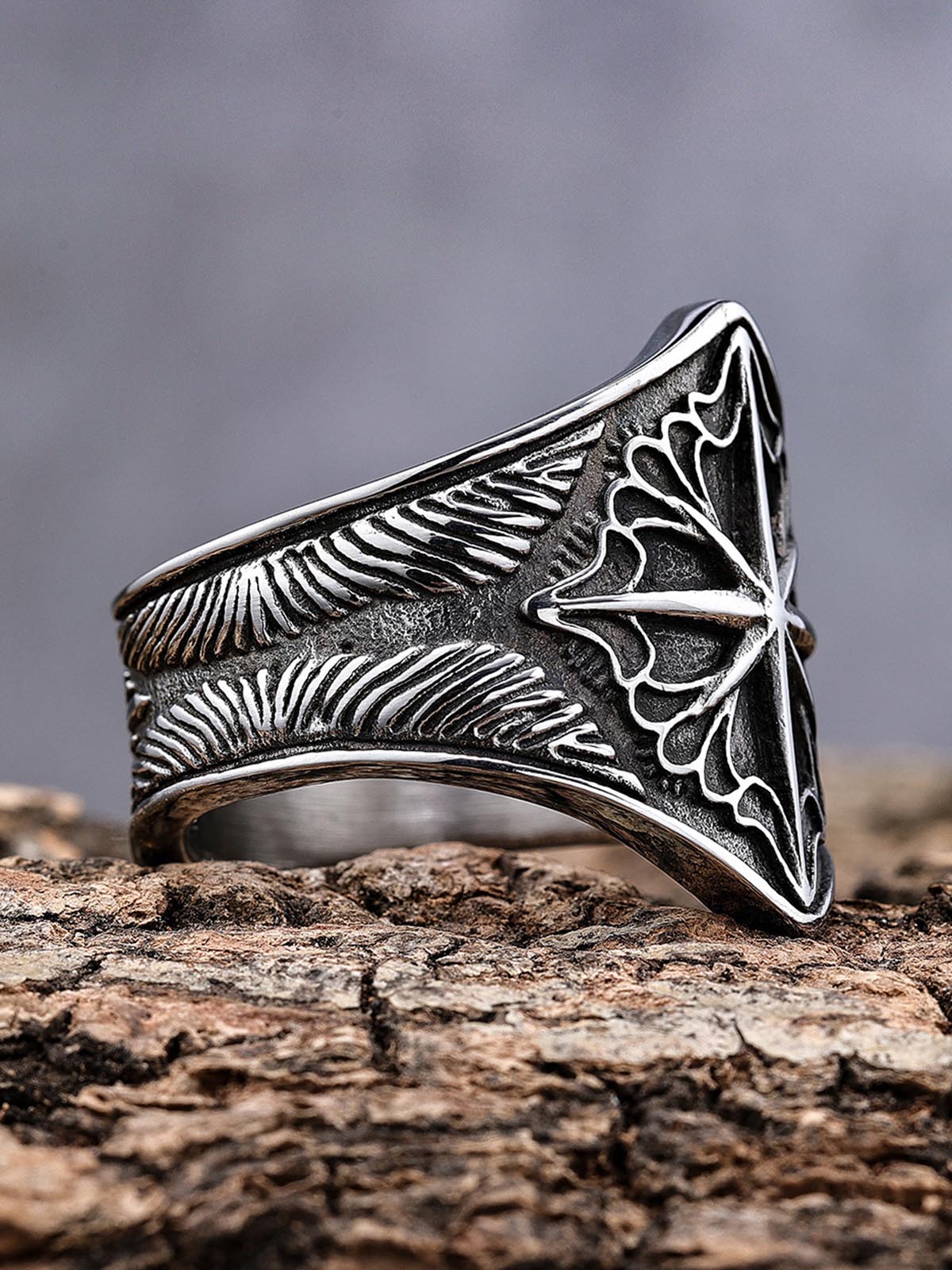 Star Engrave Steel Ring - Image 3