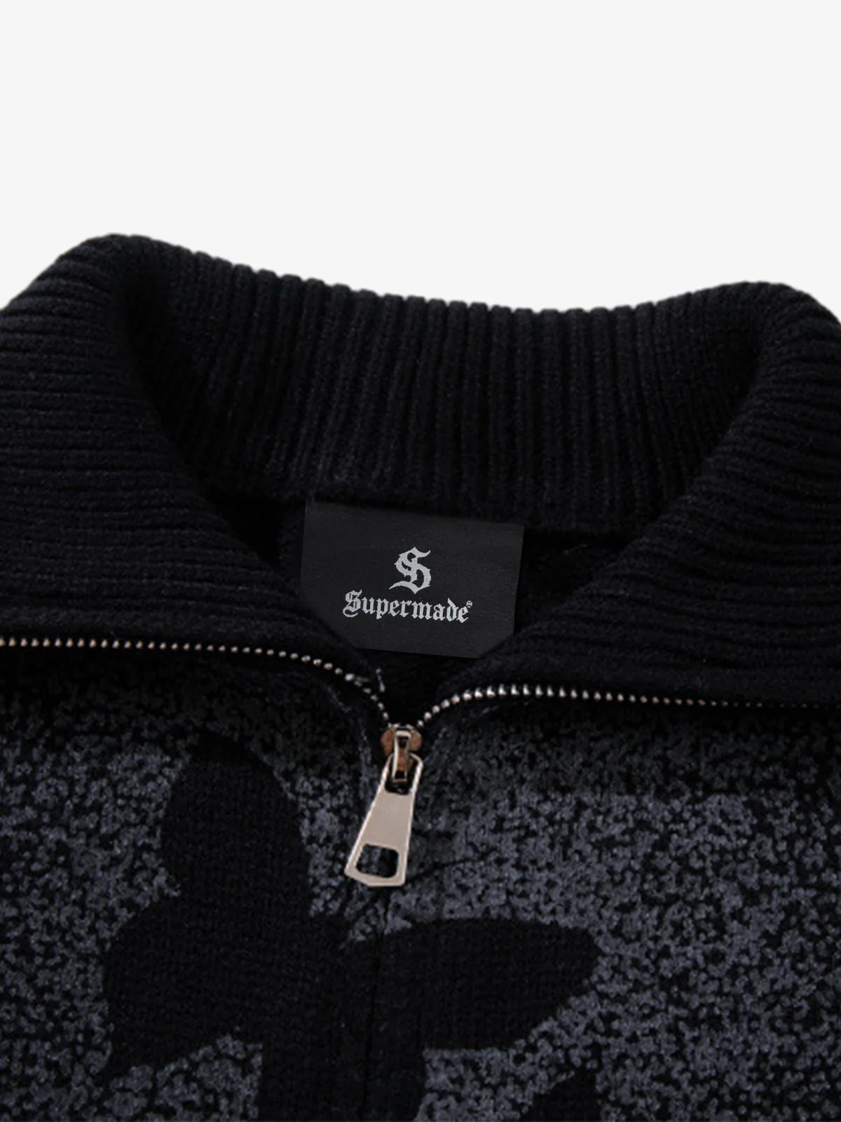 Street Dark Phantom Butterfly Stand-Collar Knit Cardigan Sweater - Image 12