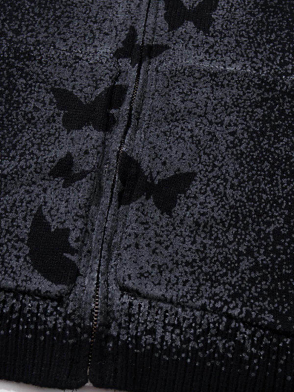 Street Dark Phantom Butterfly Stand-Collar Knit Cardigan Sweater - Image 15