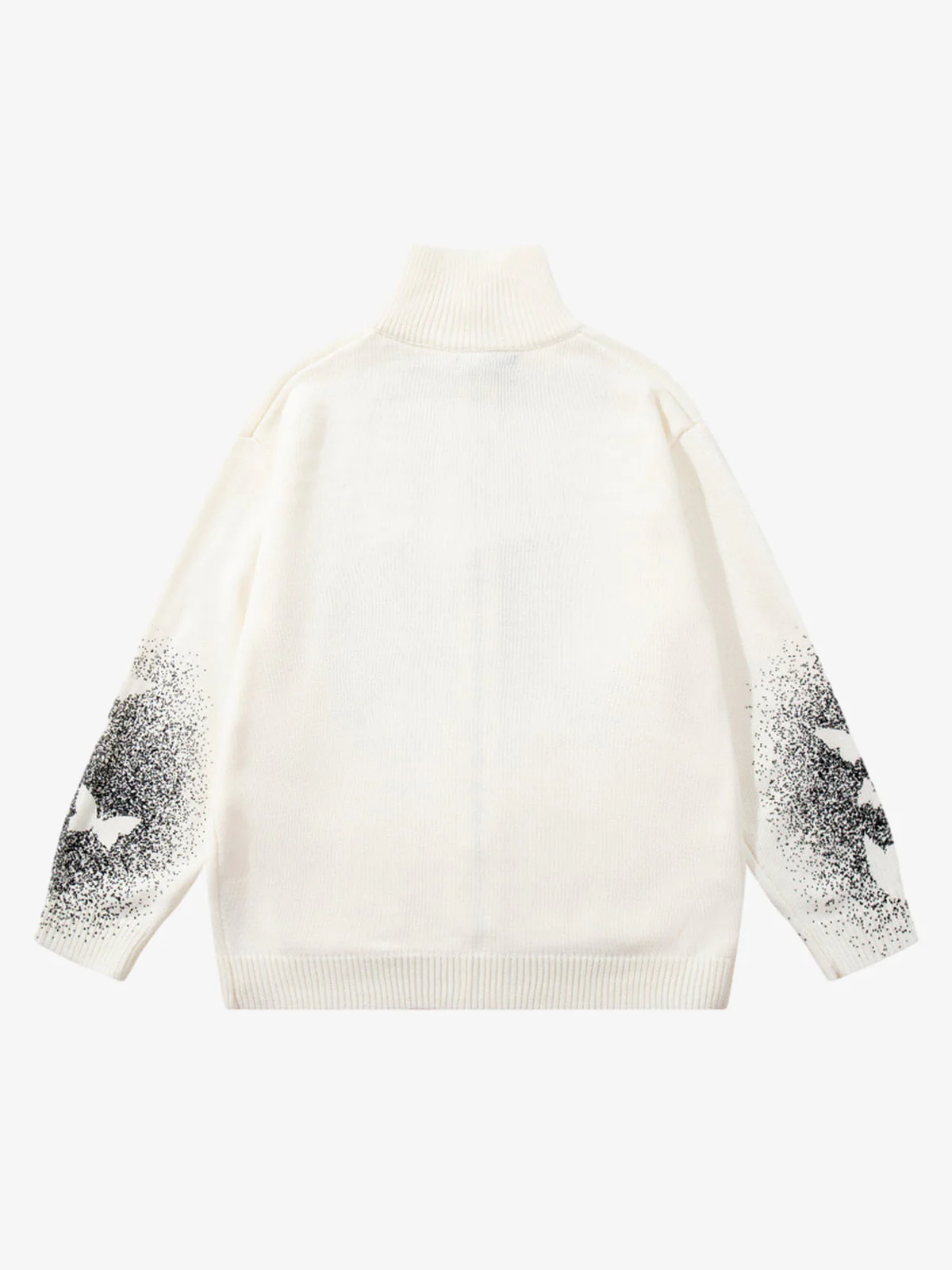 Street Dark Phantom Butterfly Stand-Collar Knit Cardigan Sweater - Image 9