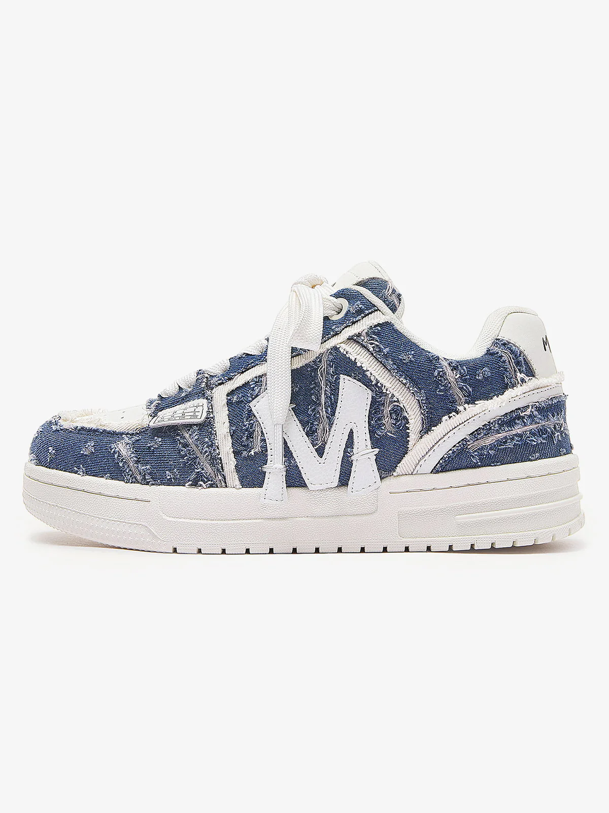Street Distressed Denim Patchwork Sneakers - Image 5