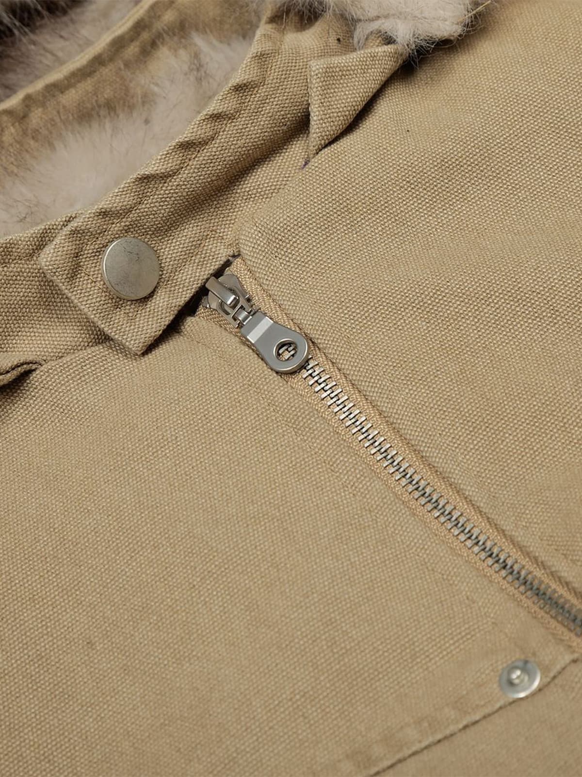 Street Outdoor Detachable Fur Collar Fleece Hooded Padded Jacket - Image 10