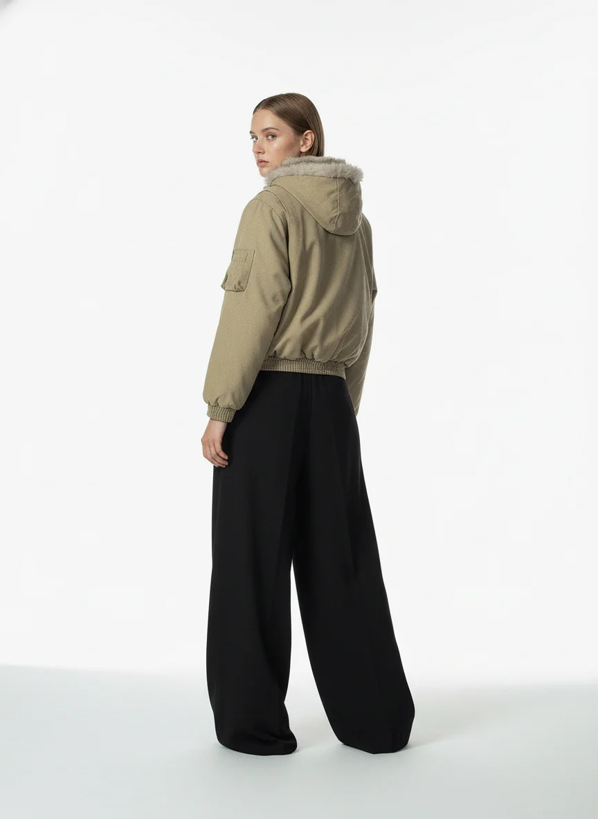 Street Outdoor Detachable Fur Collar Fleece Hooded Padded Jacket - Image 4