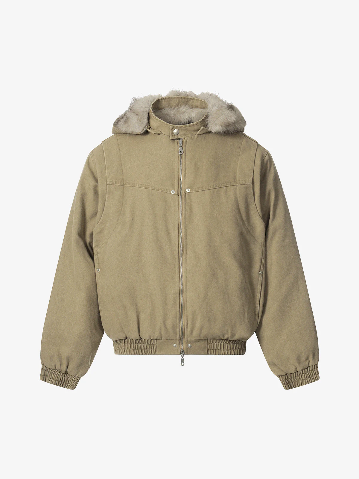 Street Outdoor Detachable Fur Collar Fleece Hooded Padded Jacket - Image 6