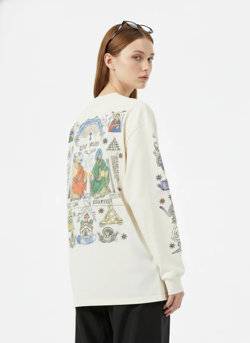 Thesupermade American High Street Graffiti Long Sleeve T-Shirt - Image 5