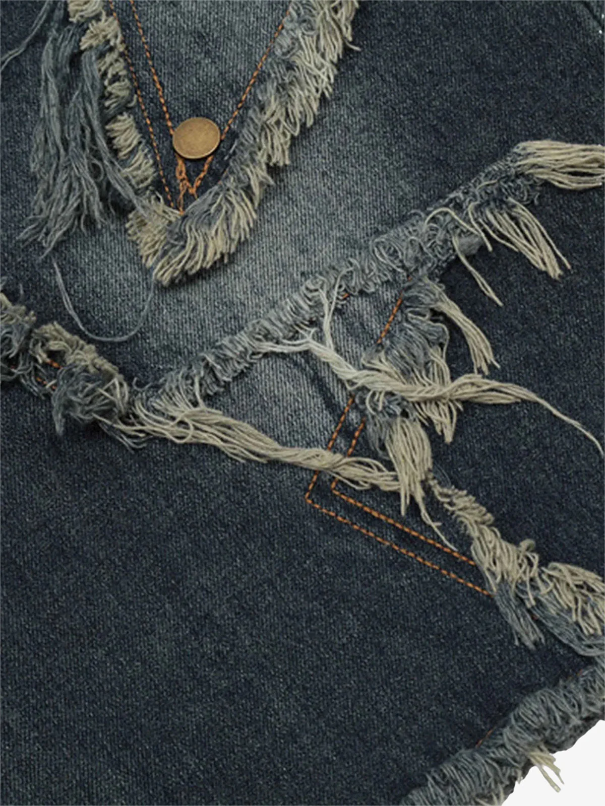 Thesupermade American Pentagram Tassel Patch Denim Shorts - 1681 - Image 6