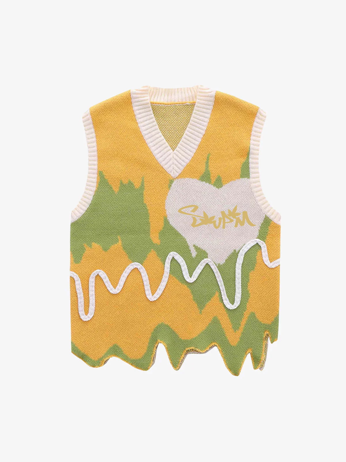 Thesupermade Graffiti Love V-neck Irregular Sweater - 1695 - Image 6