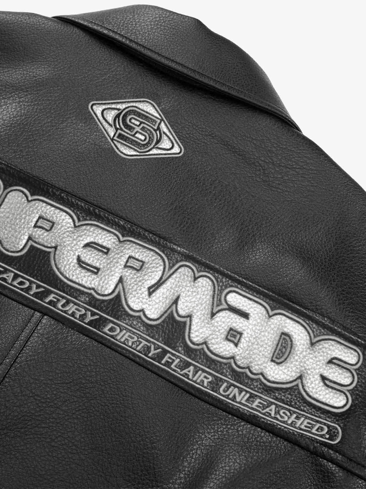 Faux Leather Vintage Street Black Air Jacket - 1821 - Image 10