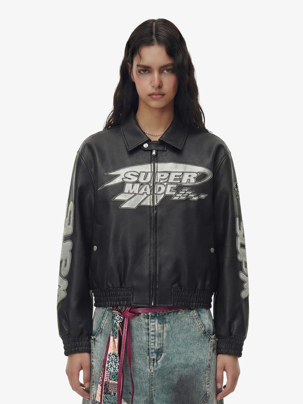 Faux Leather Vintage Street Black Air Jacket - 1821 - Image 3