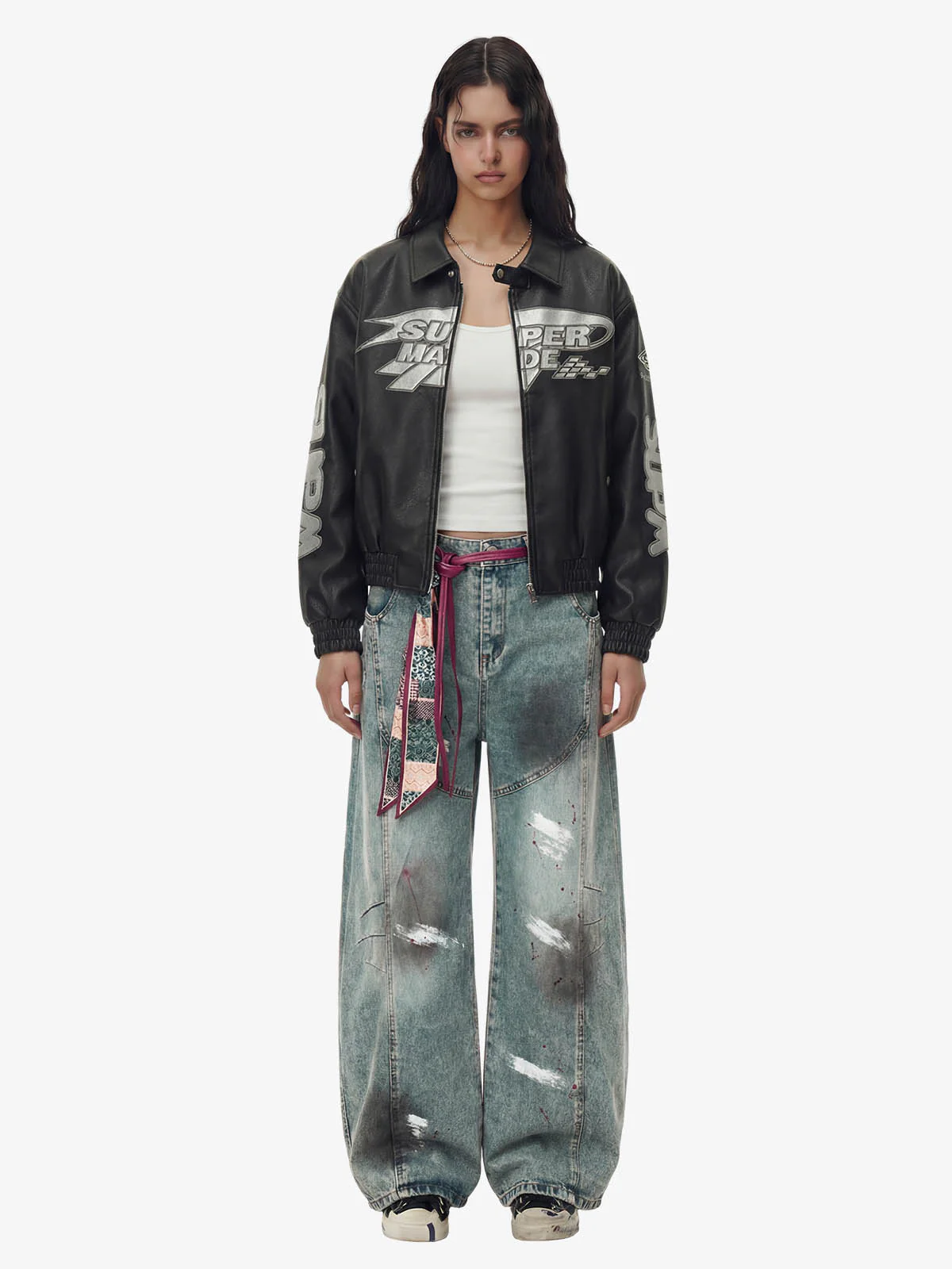 Faux Leather Vintage Street Black Air Jacket - 1821 - Image 5