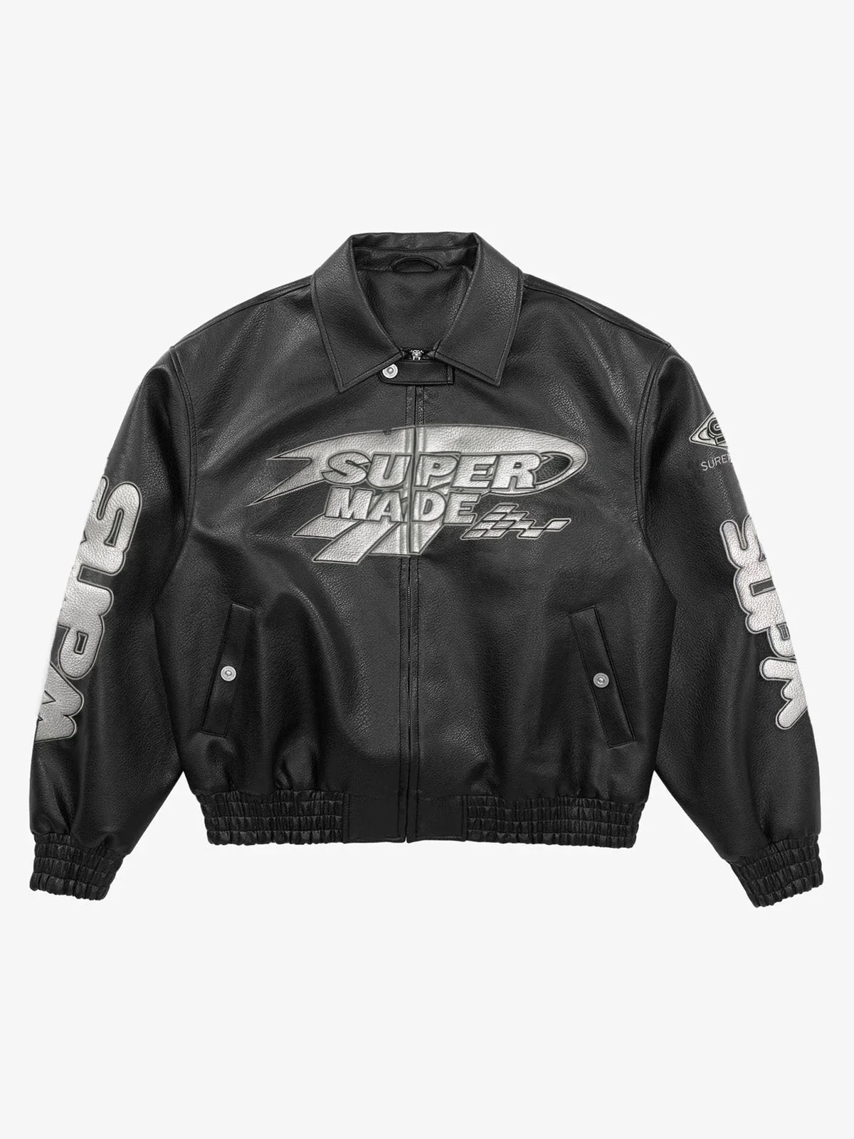 Faux Leather Vintage Street Black Air Jacket - 1821 - Image 7