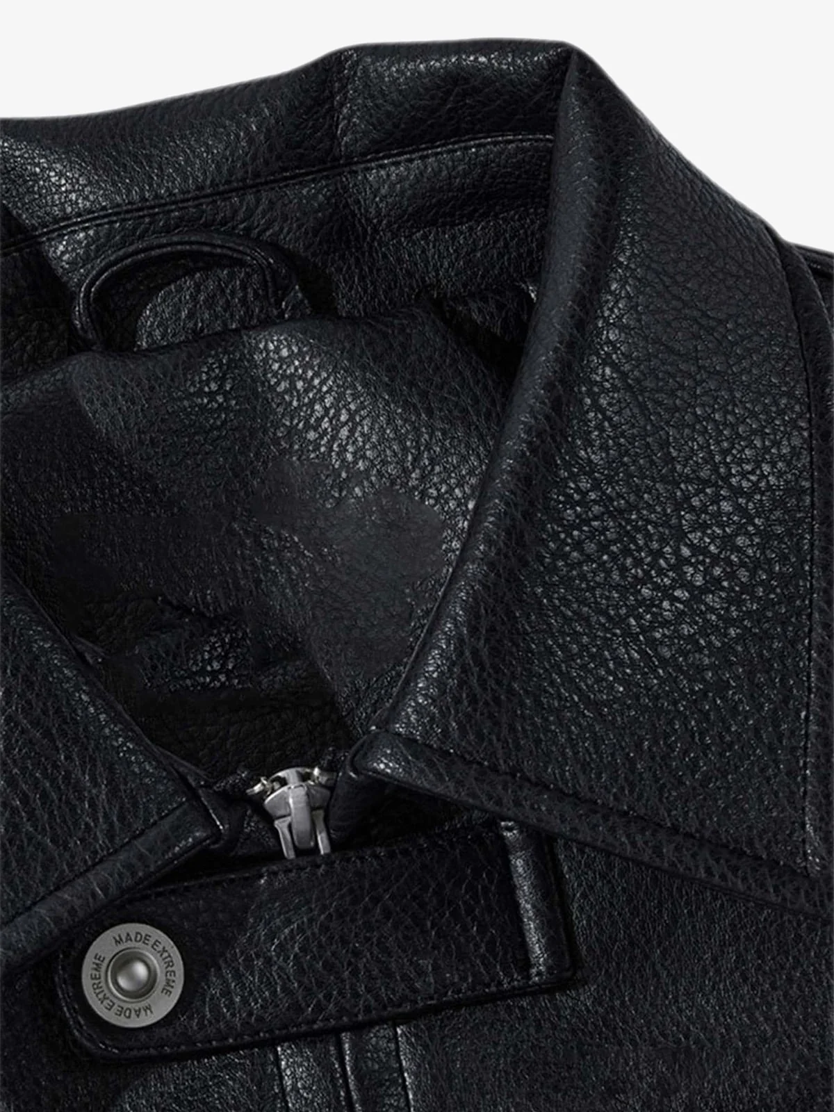 Faux Leather Vintage Street Black Air Jacket - 1821 - Image 9