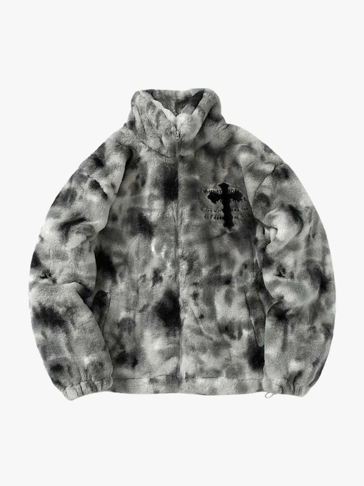 Heavy-Duty Faux Lambswool Tie-Dye Urban Jacket - 1558 - Image 11