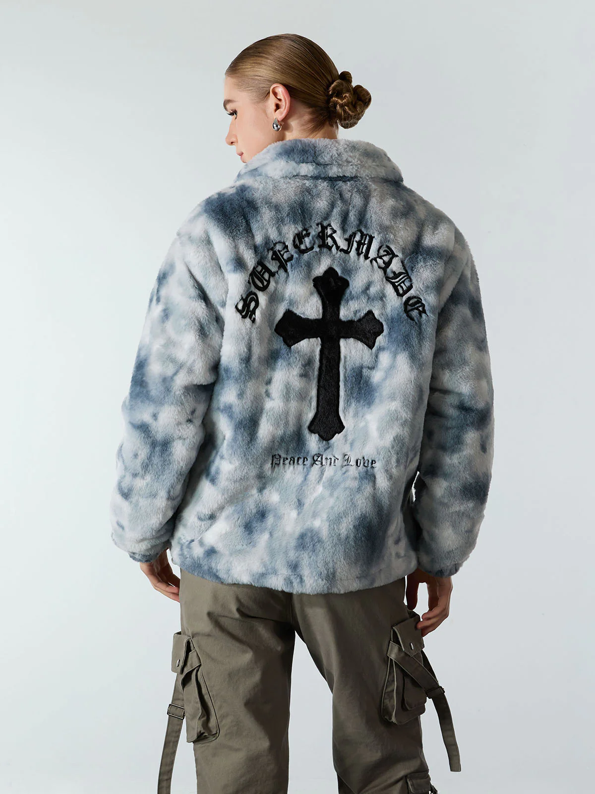 Heavy-Duty Faux Lambswool Tie-Dye Urban Jacket - 1558 - Image 3