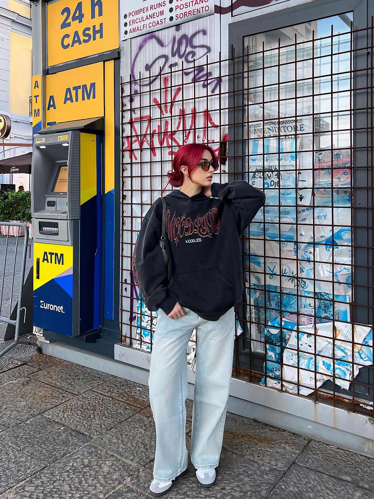 Thesupermade Flame Letter Washed Hooded Sweatshirt - 2216 - Image 4