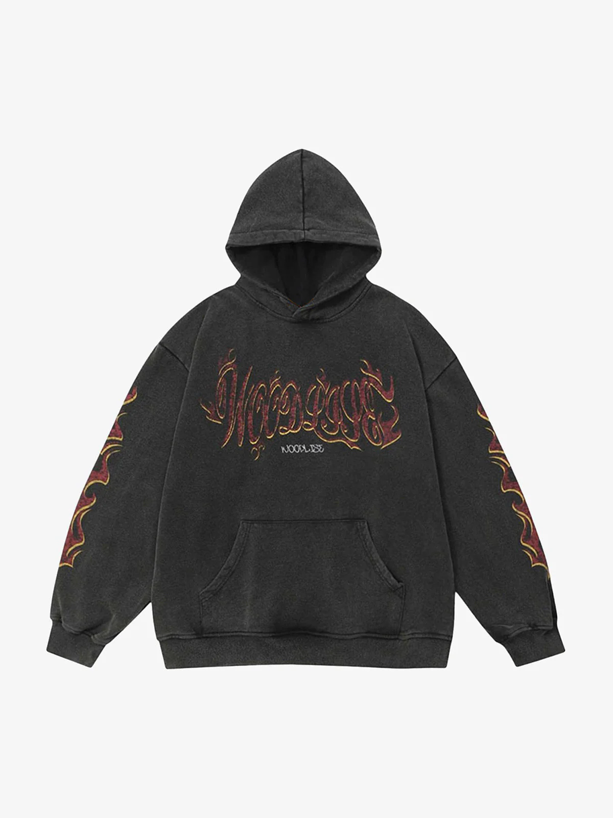 Thesupermade Flame Letter Washed Hooded Sweatshirt - 2216 - Image 6