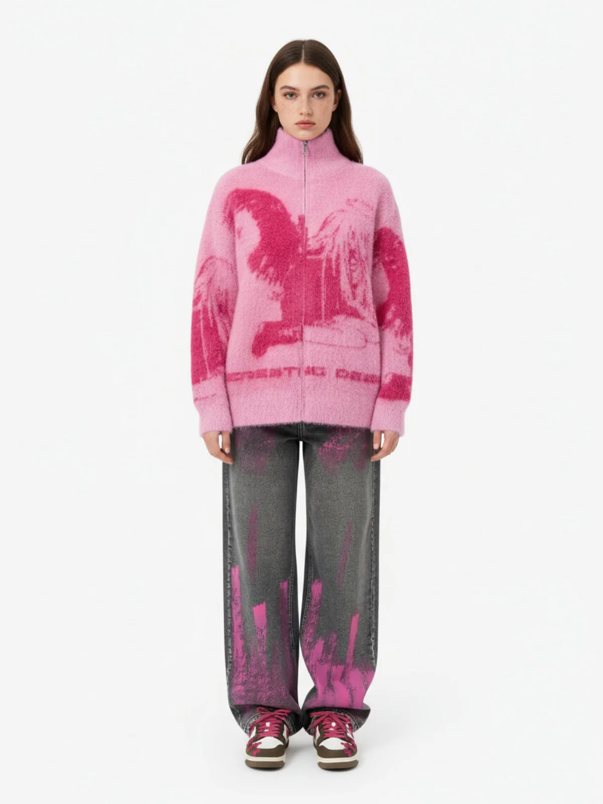 Thesupermade Graffiti Distressed Washed Baggy Jeans - 1886 - Image 3