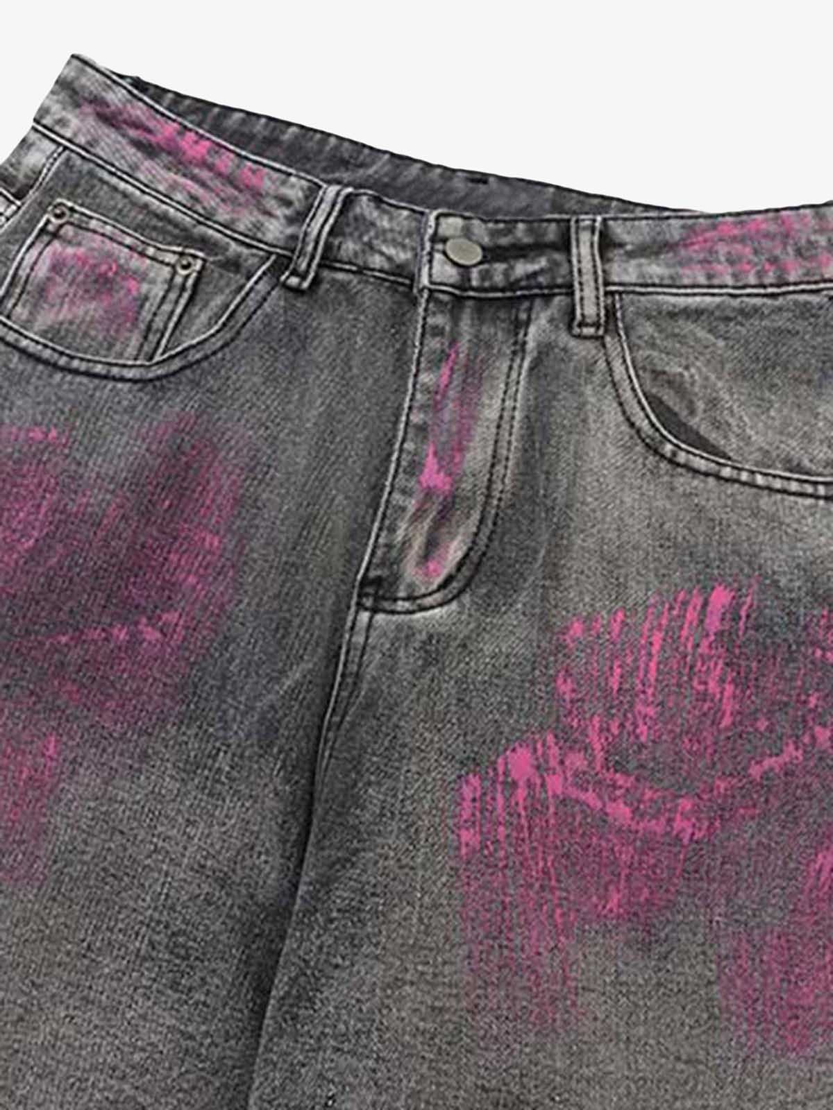 Thesupermade Graffiti Distressed Washed Baggy Jeans - 1886 - Image 5