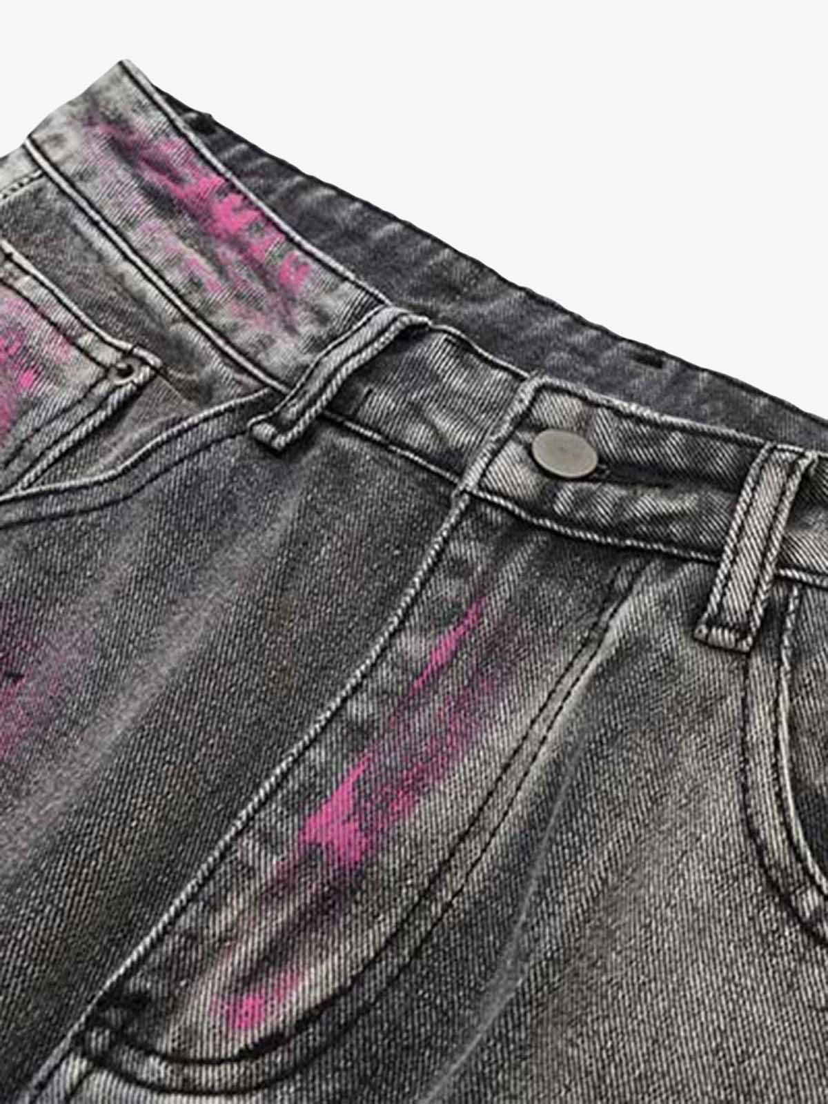 Thesupermade Graffiti Distressed Washed Baggy Jeans - 1886 - Image 6
