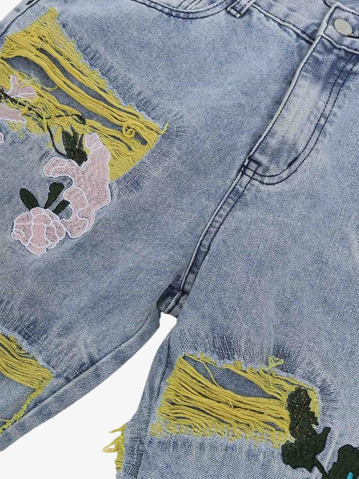 Thesupermade Plum Embroidery Jeans - 1618 - Image 11