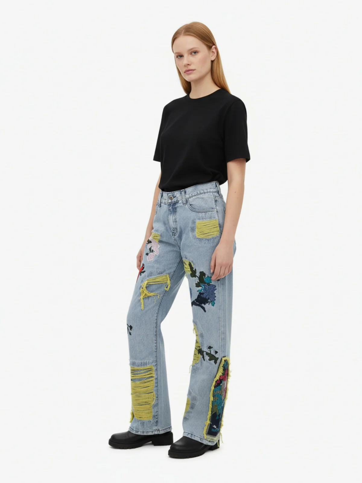 Thesupermade Plum Embroidery Jeans - 1618 - Image 4