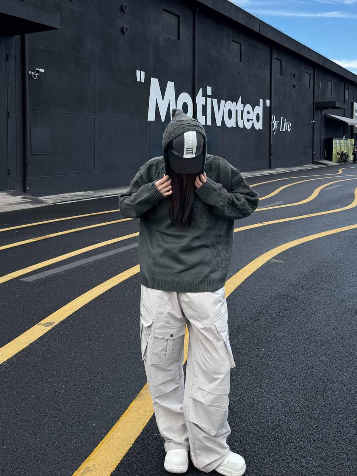 Asymmetric Irregular Knitted Sweater Hoodie - Image 5